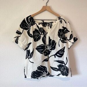 Talbots Monochrome Floral Blouse